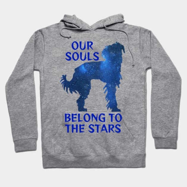 Midnight Blue Sapphire Milky Way Galaxy Chinese Crested Dog - Our Souls Belong To The Stars Hoodie by Courage Today Designs